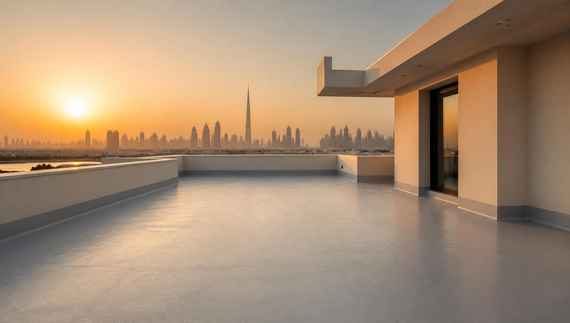 Flat roof of a property in Dubai prepared for waterproofing