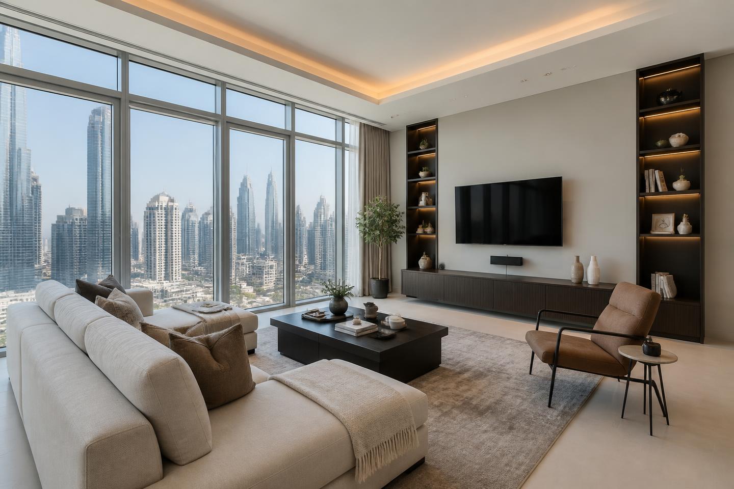 Freshly painted modern Dubai apartment interior